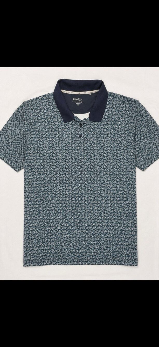 Walter Hagen Performance Men's XXL Blue/White Floral Short Sleeve Polo Shirt